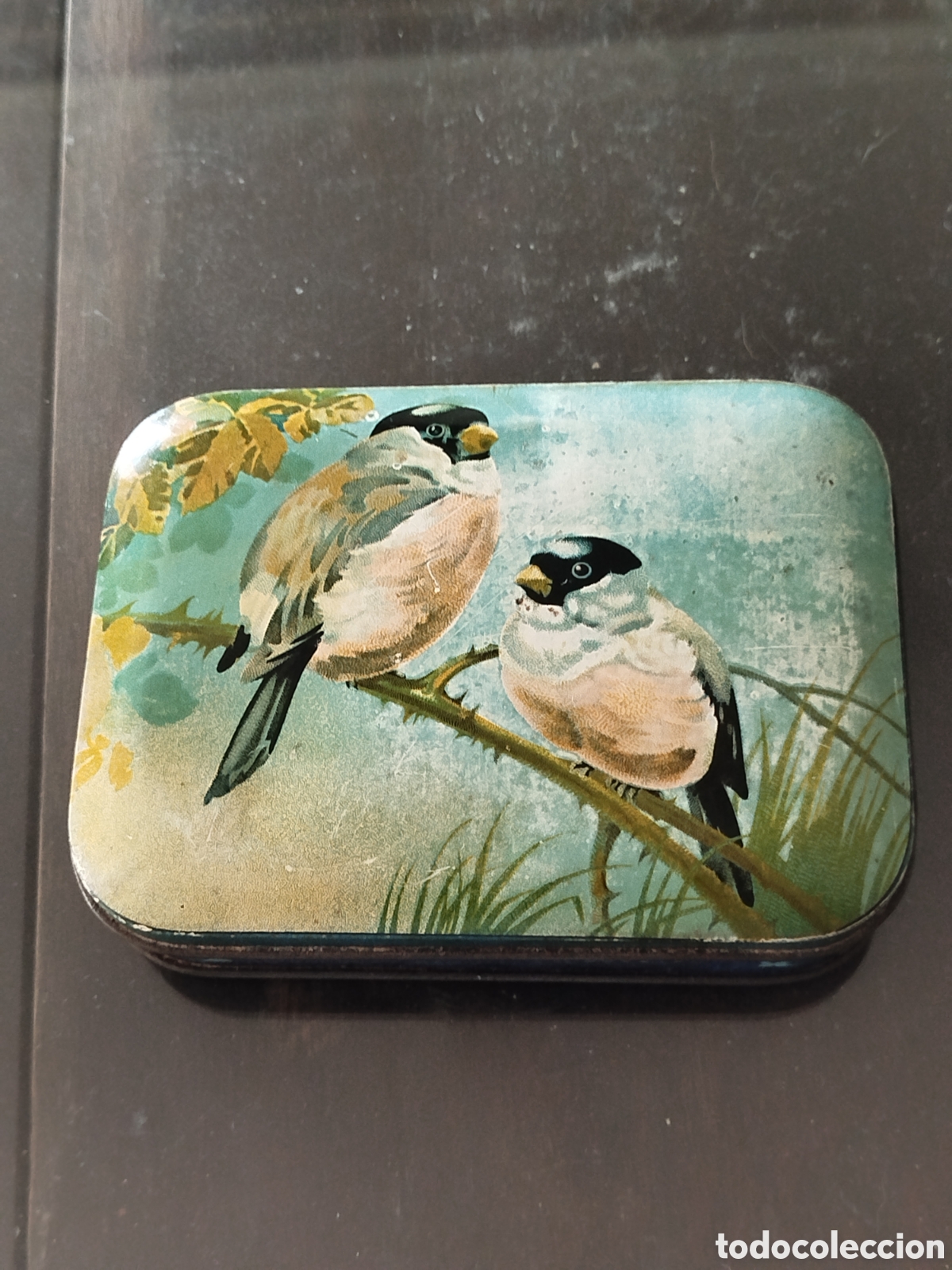 Vintage: Caja de hojalata de TOFFEE BLUE BIRD