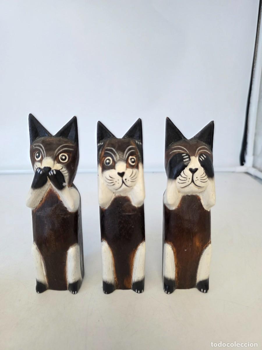 Vintage: GATITOS EN MADERA ( VER FOTOS )