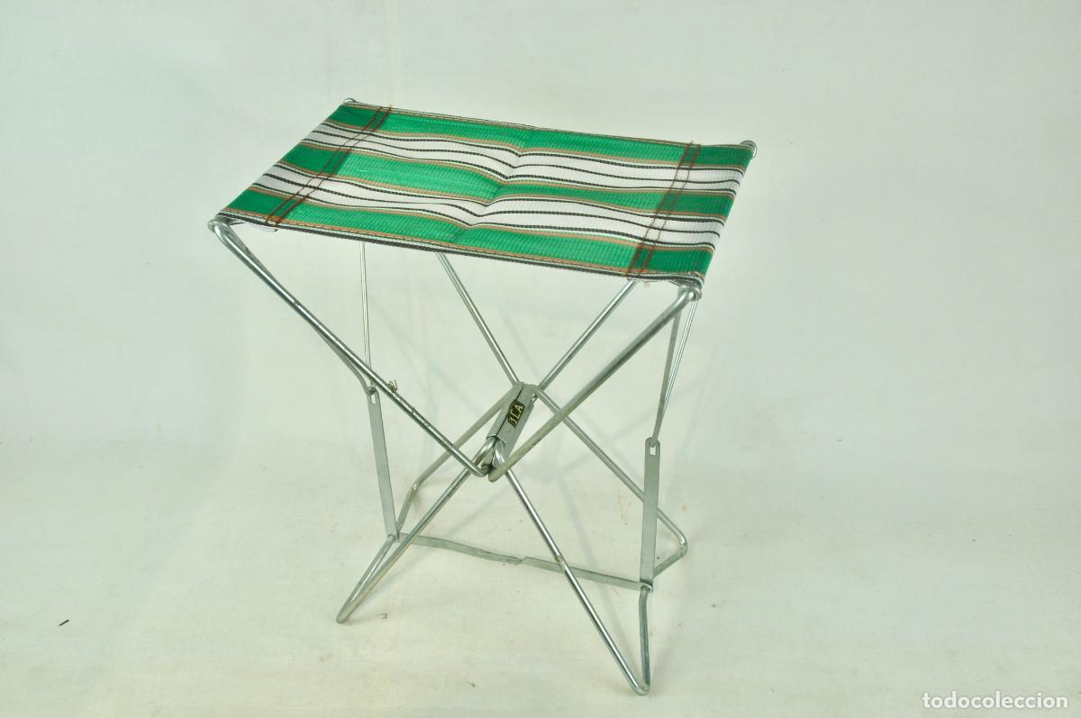 Vintage: Silla camping plegable verde y blanca - Foto 5