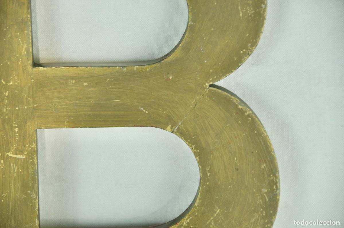 Vintage: Letra B dorada cartel comercial - Foto 2