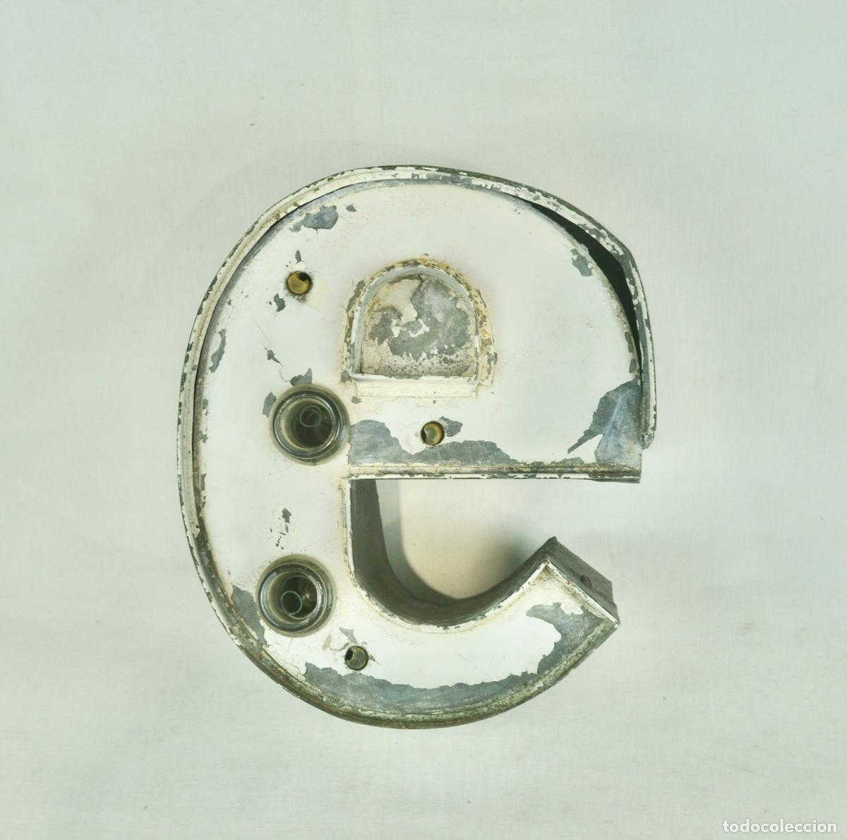 Vintage: Letra E en metal y cristal - Foto 1