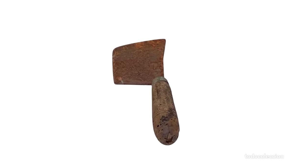 Vintage: Cuchillo de Carnicero Vintage &ndash; Mango de Madera Torneada &ndash; Finales Siglo XIX - Muy Raro
