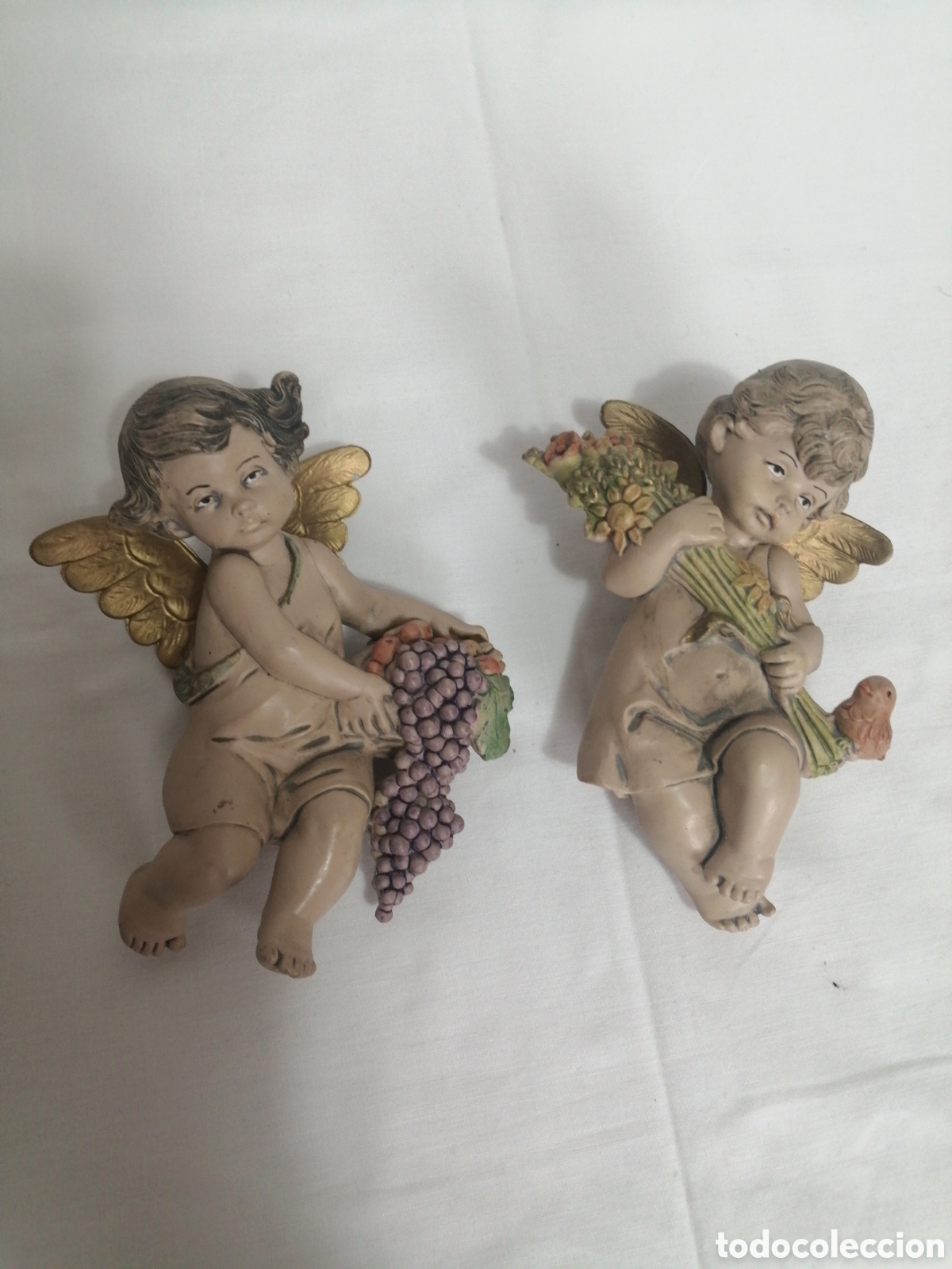 Vintage: Pareja de &aacute;ngeles querubines.