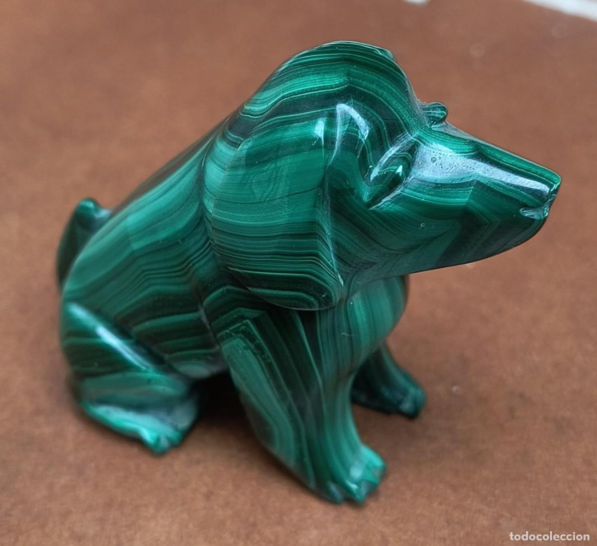 Vintage: FIGURA DE PERRO DE MALAQUITA