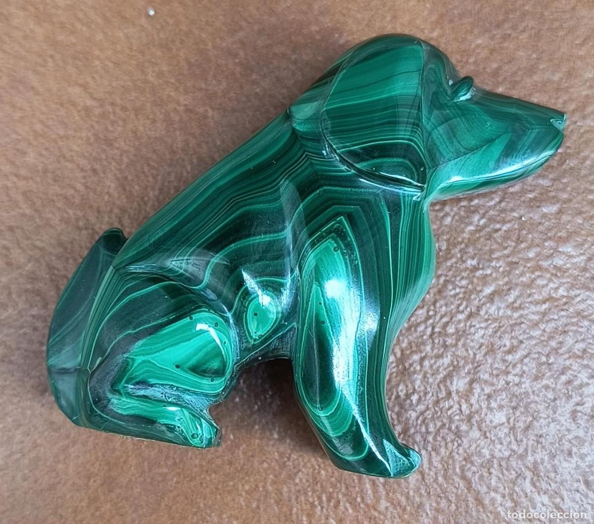 Vintage: FIGURA DE PERRO DE MALAQUITA - Foto 2