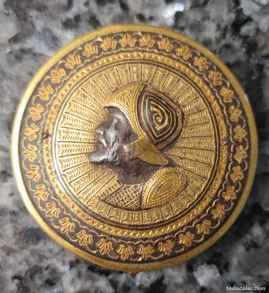 Vintage: Floramye. Polvera Damasquinada de la antigua y afamada cosm&eacute;tica francesa siglo XIX o pr&iacute;ncipios XX
