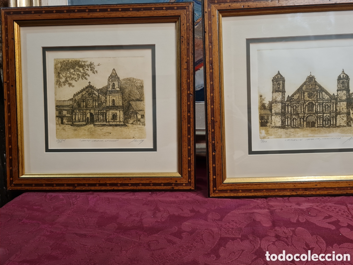 Vintage: Pareja de grabados firmados