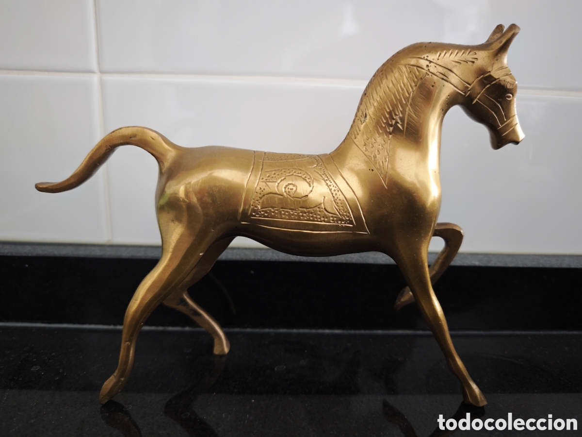 Vintage: Escultura de caballo &aacute;rabe de lat&oacute;n - Foto 2