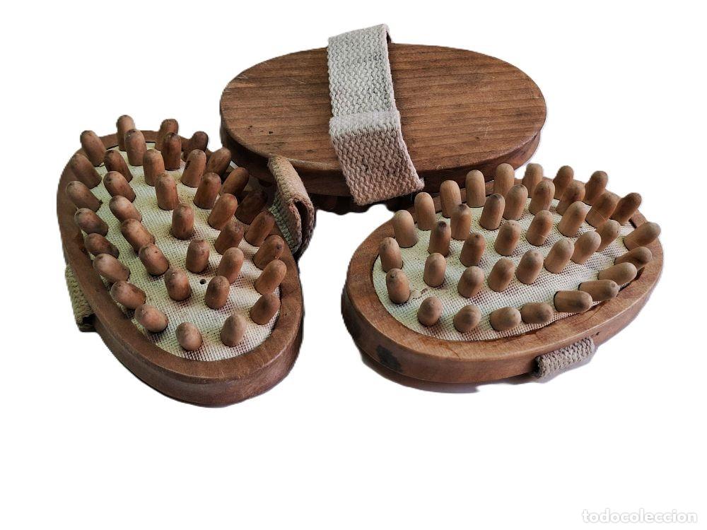 Vintage: CEPILLOS DE MASAJE DE MADERA - Foto 2