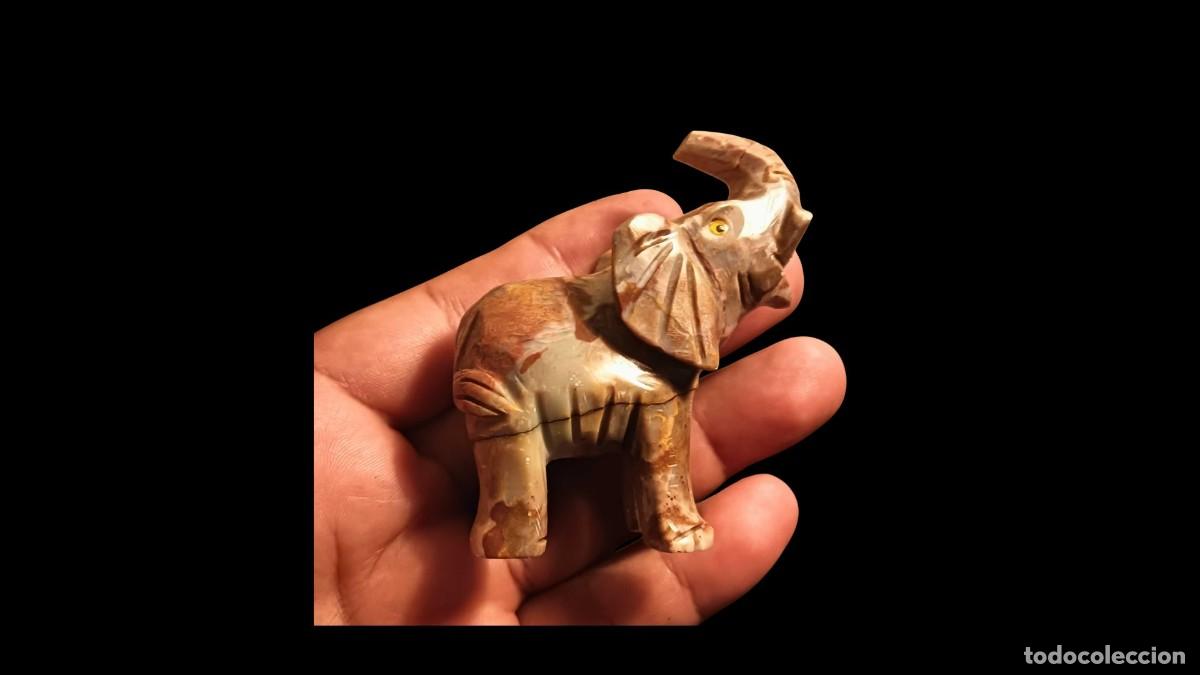 Vintage: FIGURA ELEFANTE TALLADA A MANO EN M&Aacute;RMOL ROSA - ARTESAN&Iacute;A KENIANA - VINTAGE A&Ntilde;OS 70/80