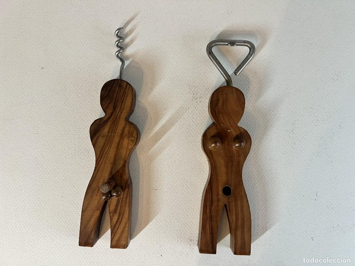 Vintage: Curioso Juego Er&oacute;tico Vintage de Madera: Sacacorchos y Abridor