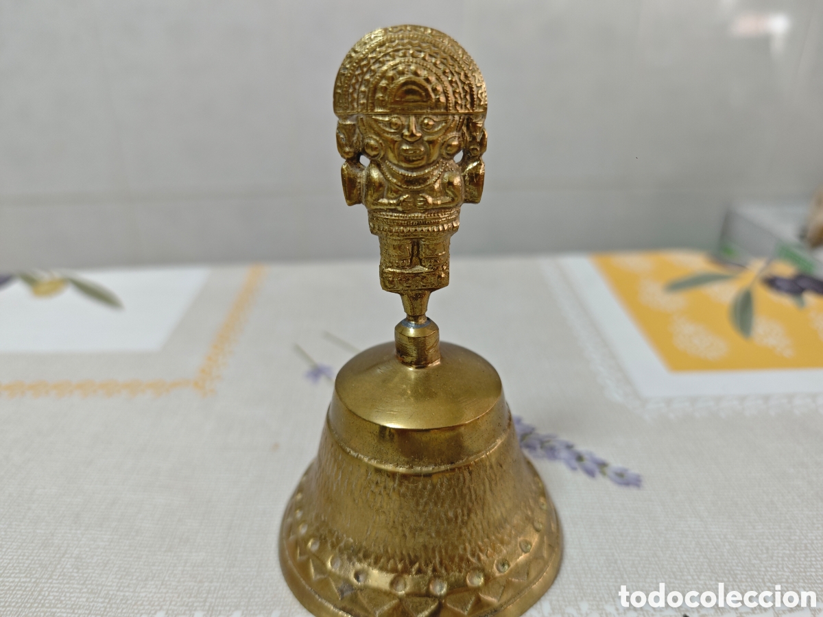 Vintage: Campana Azteca hecha en bronce