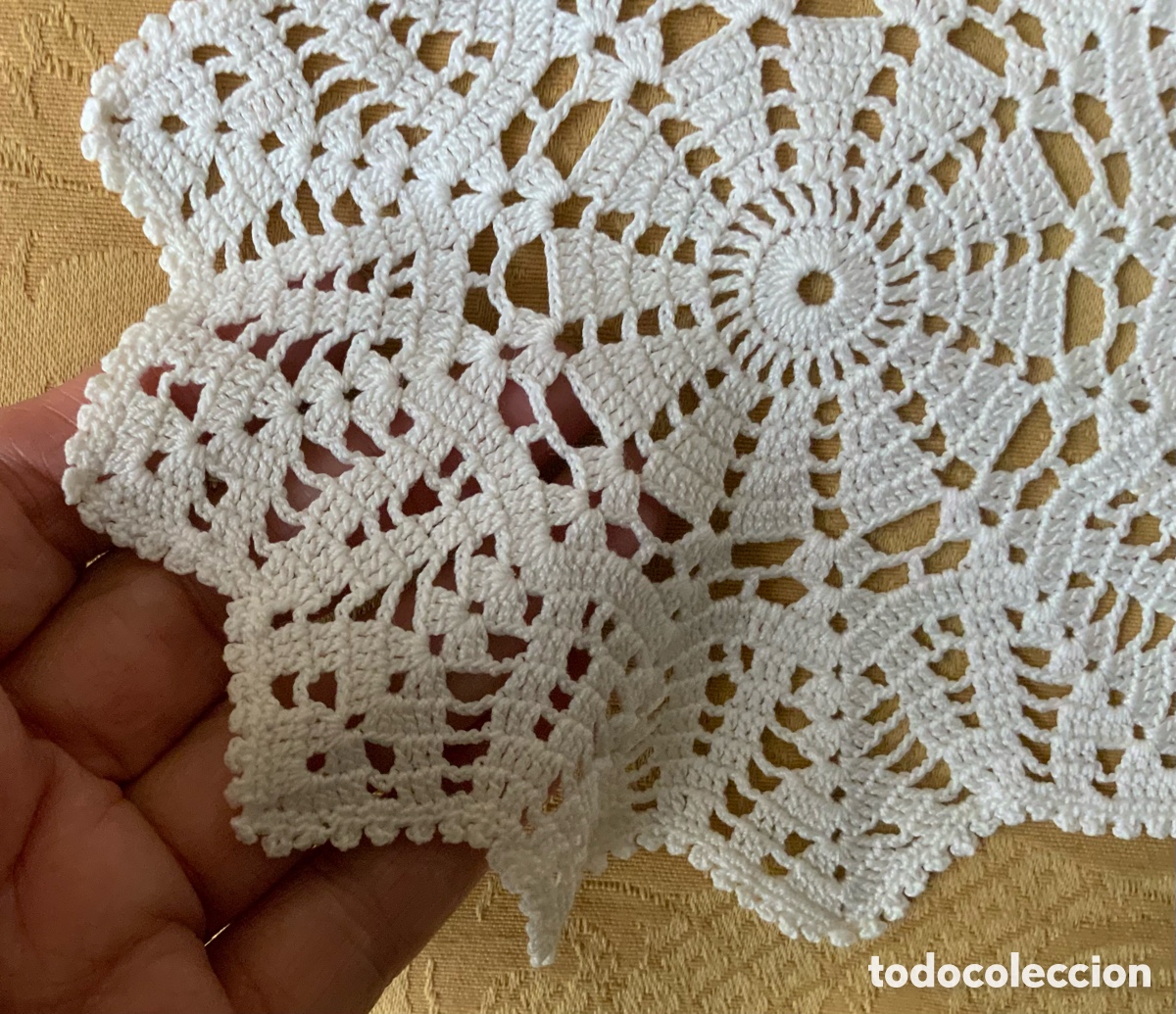Vintage: ANTIGUO TAPETE DE GANCHILLO BLANCO - Foto 3