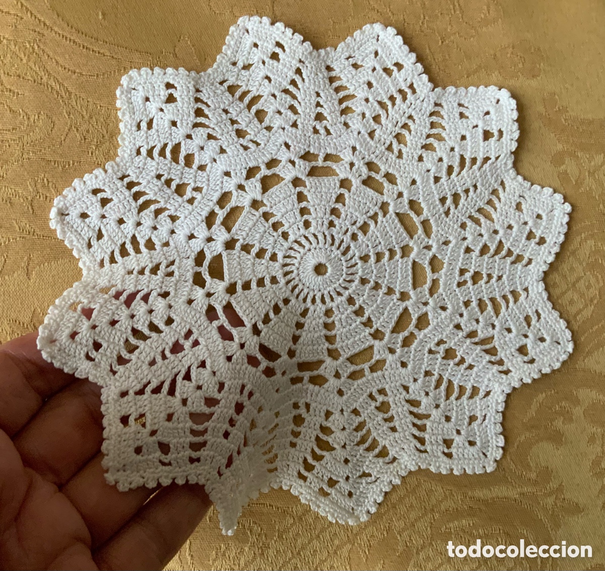 Vintage: ANTIGUO TAPETE DE GANCHILLO BLANCO - Foto 4