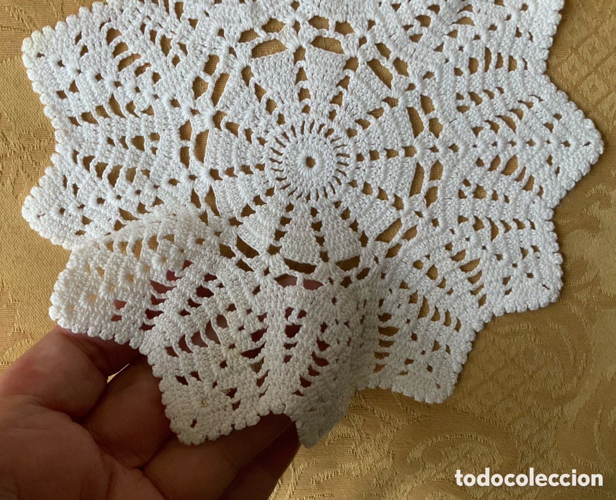 Vintage: ANTIGUO TAPETE BLANCO A GANCHILLO - Foto 4