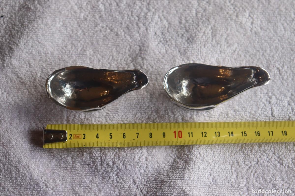 Vintage: Pareja de mini salseras vintage Valmaz&aacute;n metal plateado