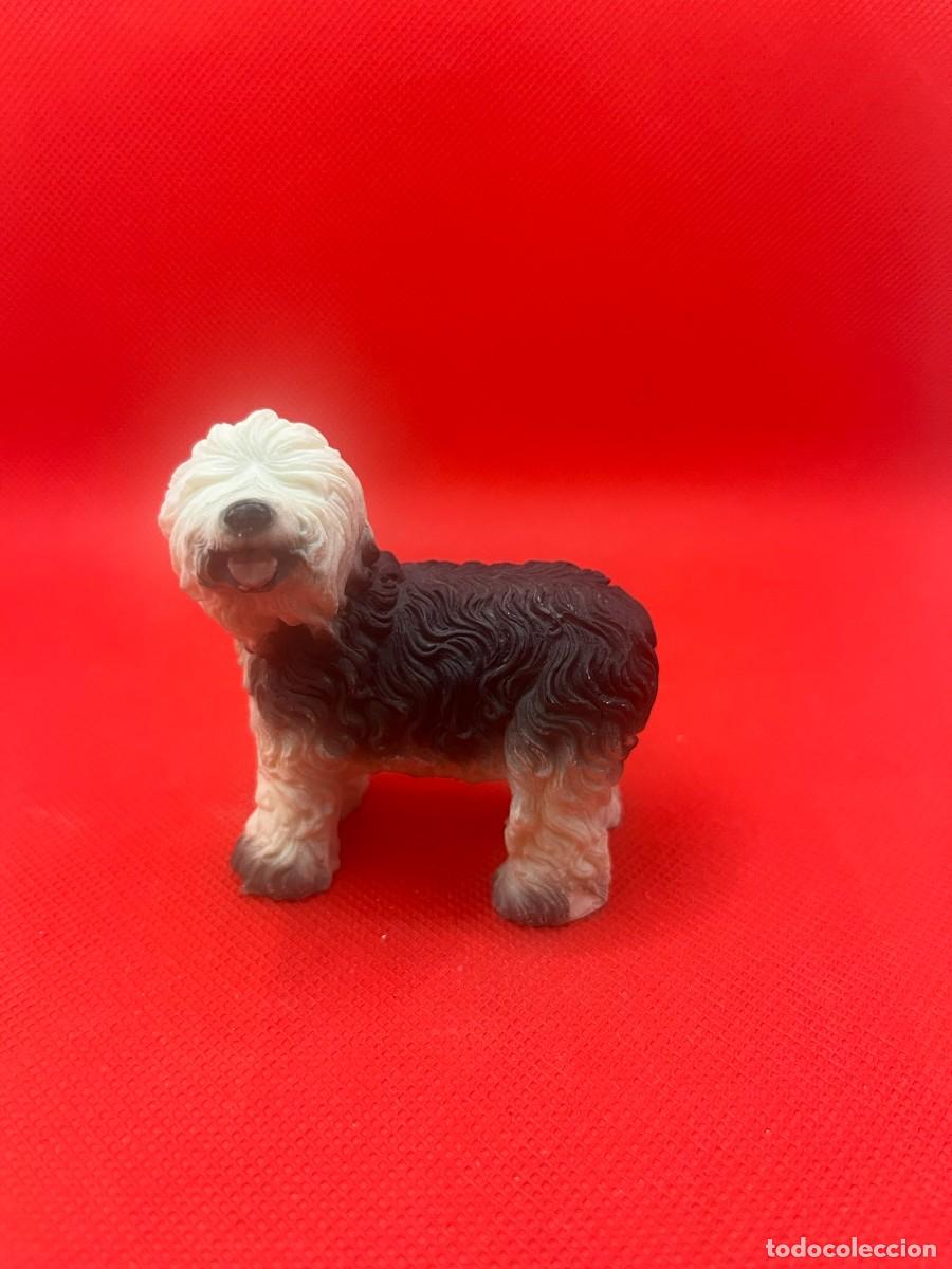 Vintage: Figura Cin&oacute;fila Miniatura Perro Bobtail (Pastor Ingl&eacute;s) en Resina - C. 1990