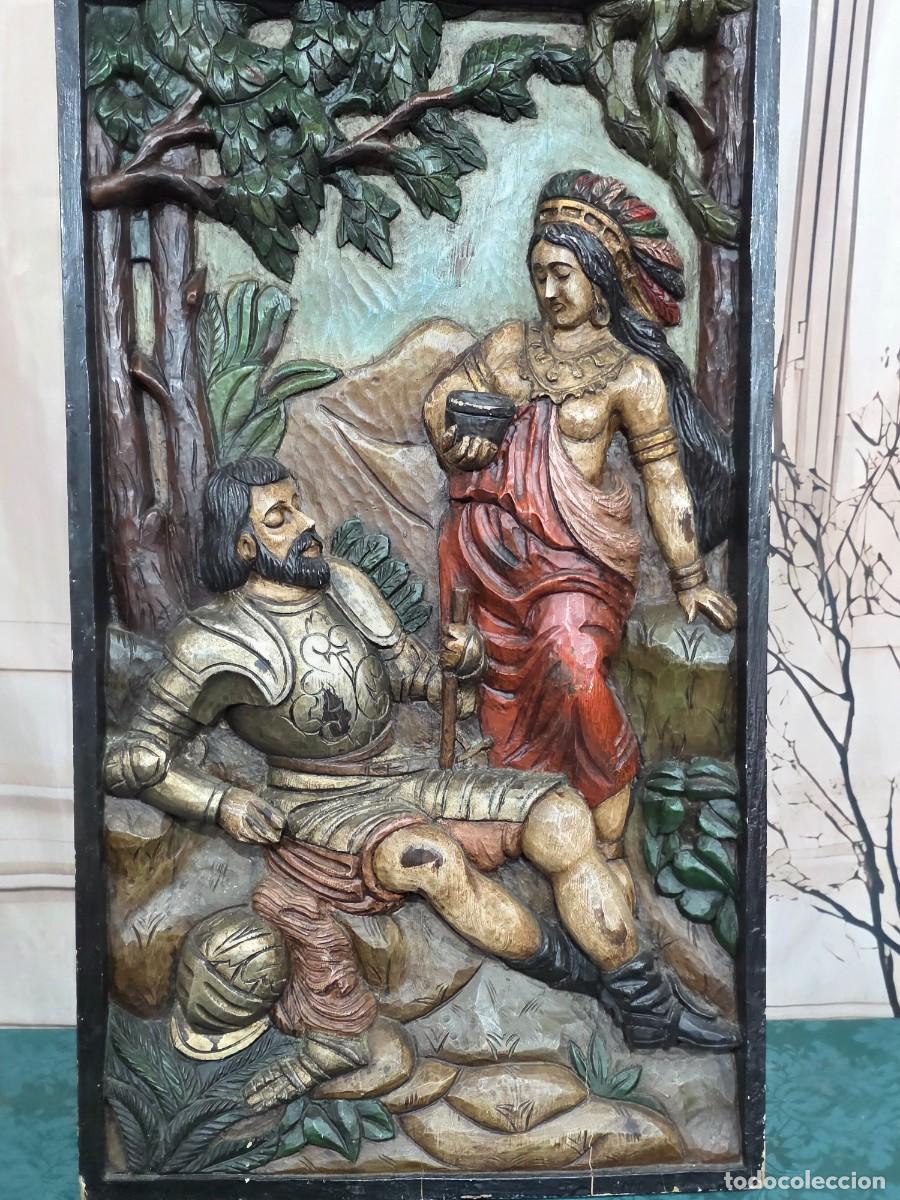Vintage: Panel Relieve Tallado Policromado - Foto 2