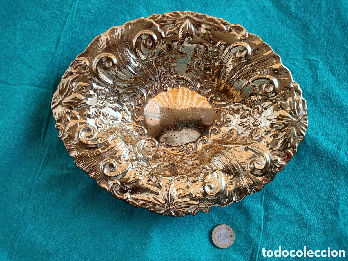 Vintage: BANDEJA DORADA PORTA OBJETOS FIRMADA VALENT&Iacute;