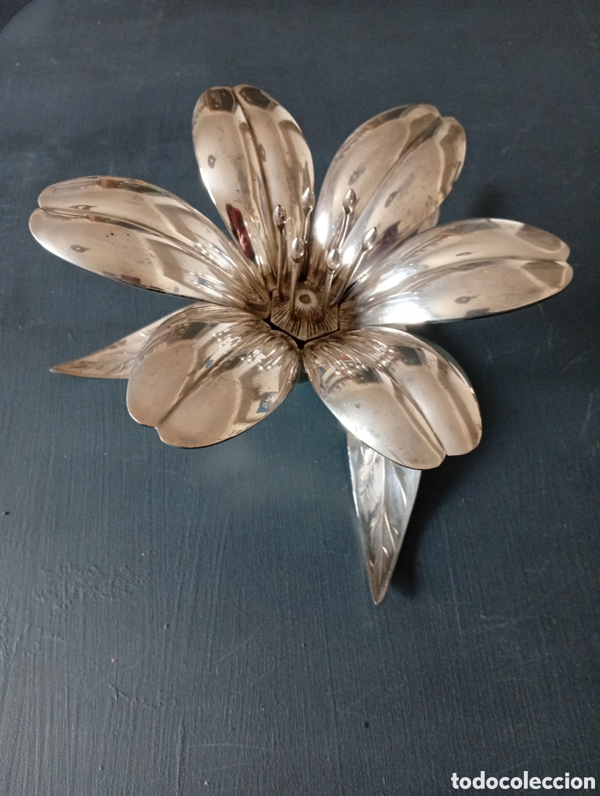 Vintage: Cenicero Flor de Loto &rdquo;Plata Meneses&rdquo; - 6 P&eacute;talos Desmontables - Vintage a&ntilde;os 60