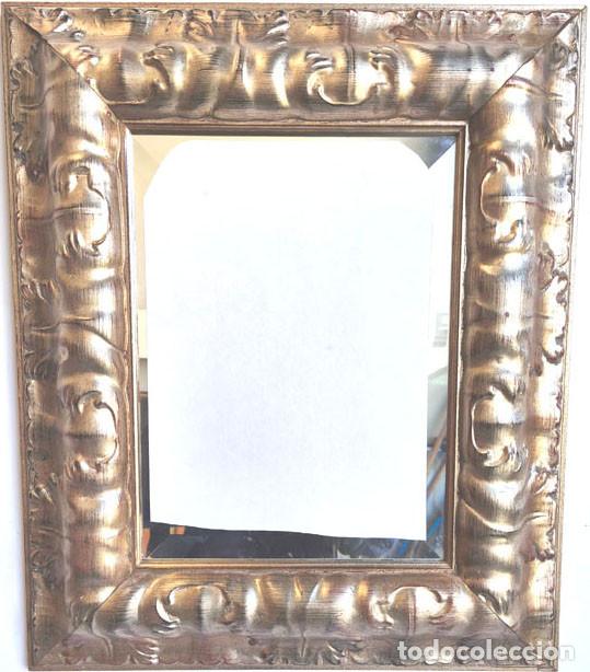 Vintage: ESPEJO MOLDURA DE MADERA TALLADA GRUESO PLATEADO