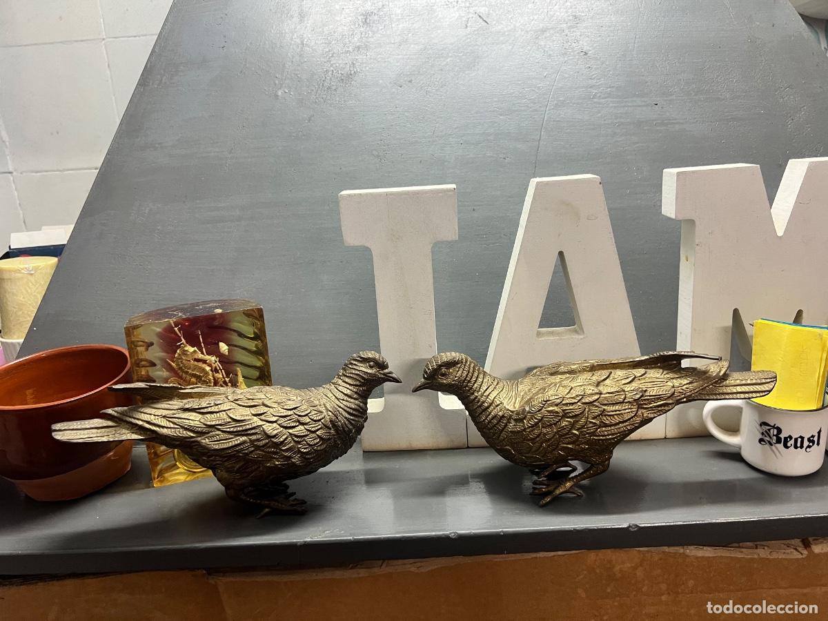 Vintage: Pareja de aves decorativas de metal macizo, Vintage A&ntilde;os 60/70. Con sello de