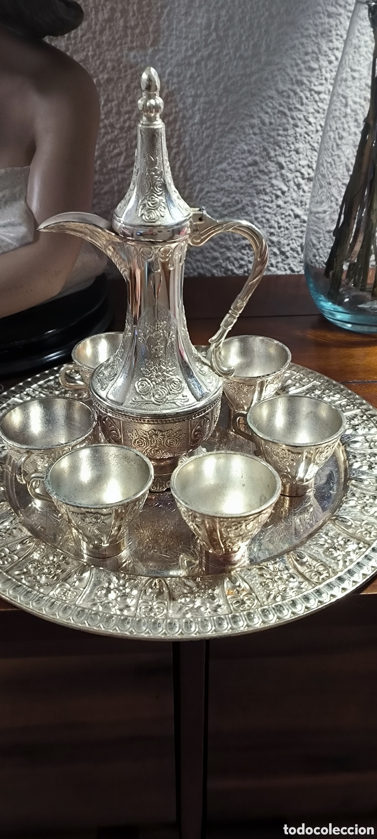 Vintage: Juego &aacute;rabe de t&eacute; plateado