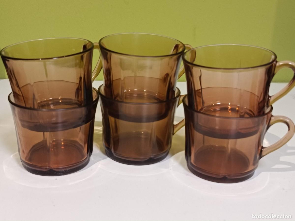 Vintage: Lote 6 tazas duralex ondas ahumado