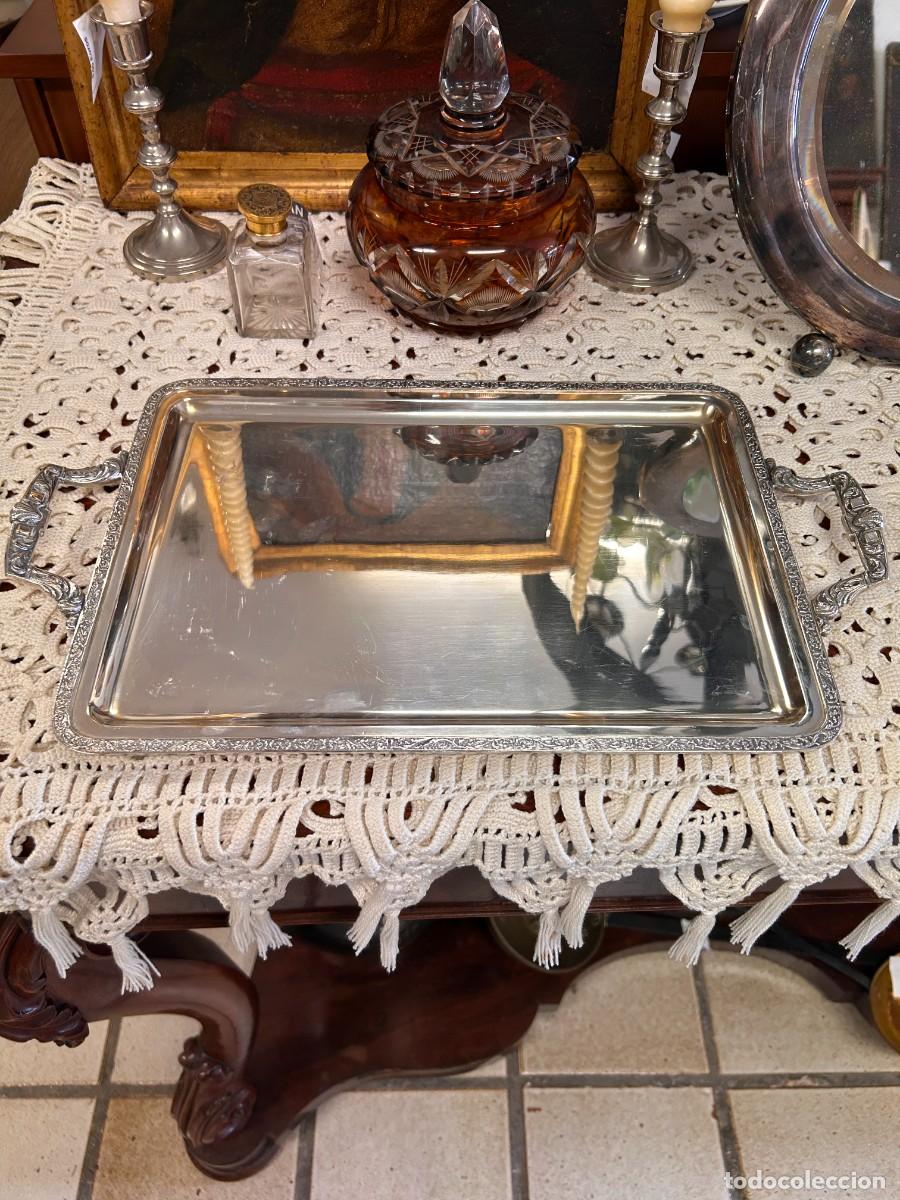 Vintage: Bandeja ba&ntilde;o de plata 44 x 26 cm