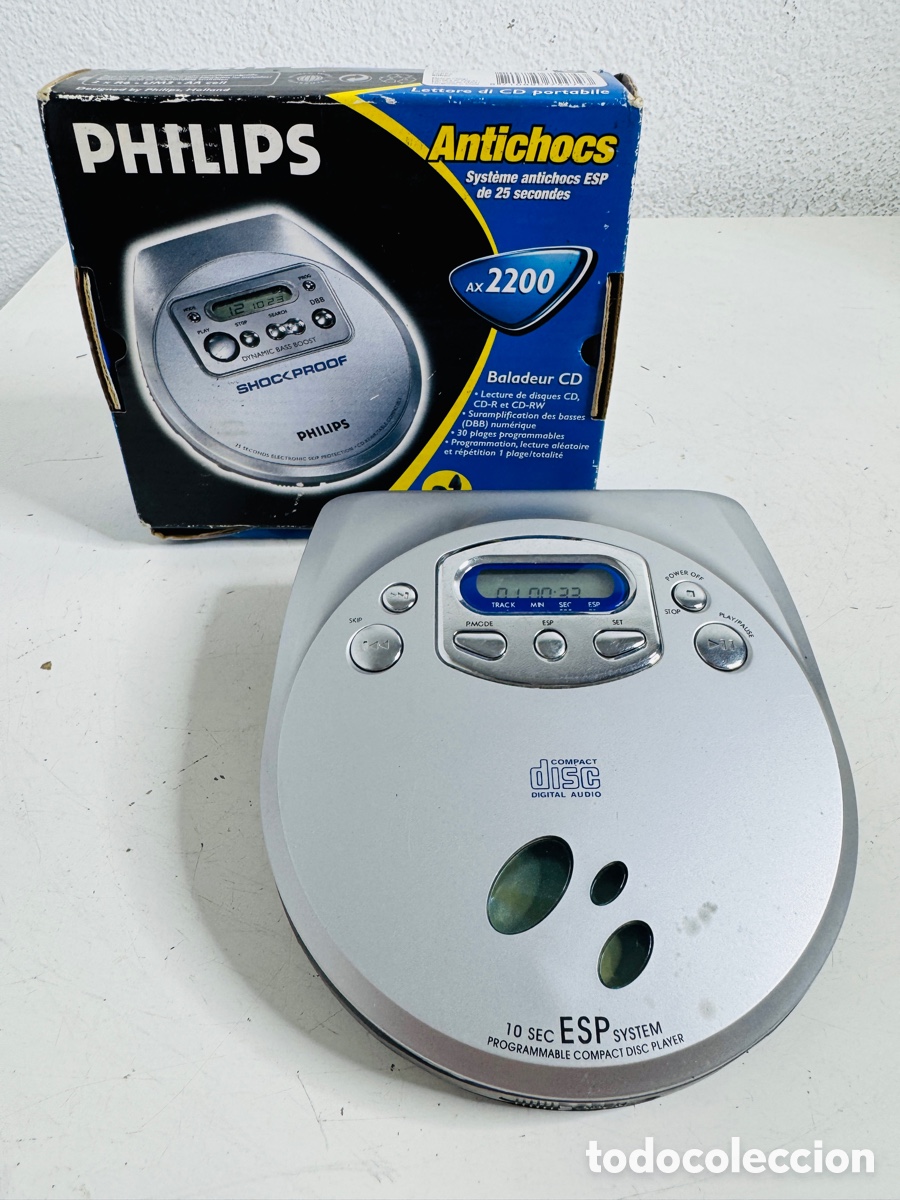 Vintage: reproductor port&aacute;til de CD es un Philips Discman AX2200 Funciona