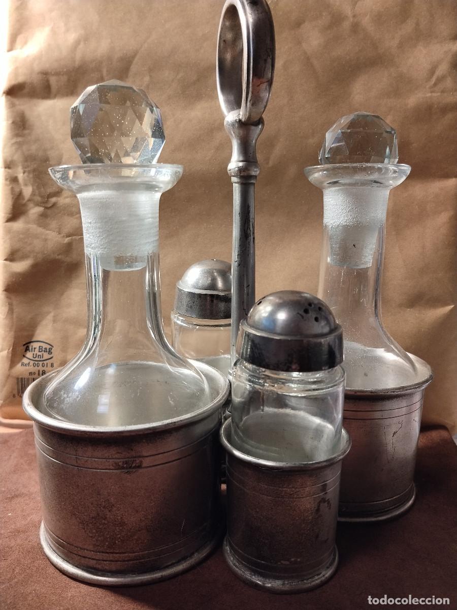Vintage: Aceitera-vinagrera vintage con salero y pimentero &ndash; Completo &ndash; A&ntilde;os 50&ndash;70