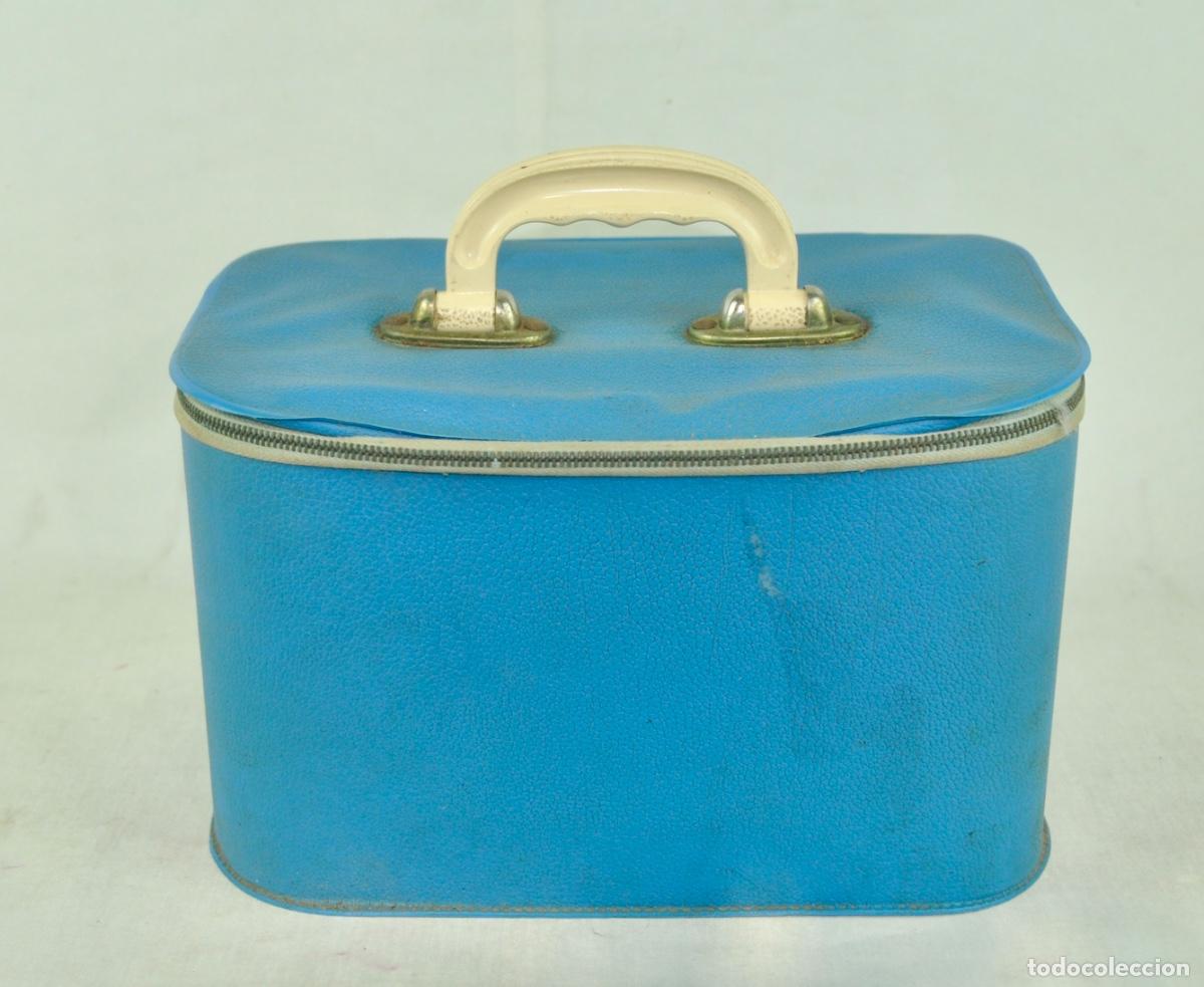 Vintage: Neceser azul con asa blanca - Foto 1