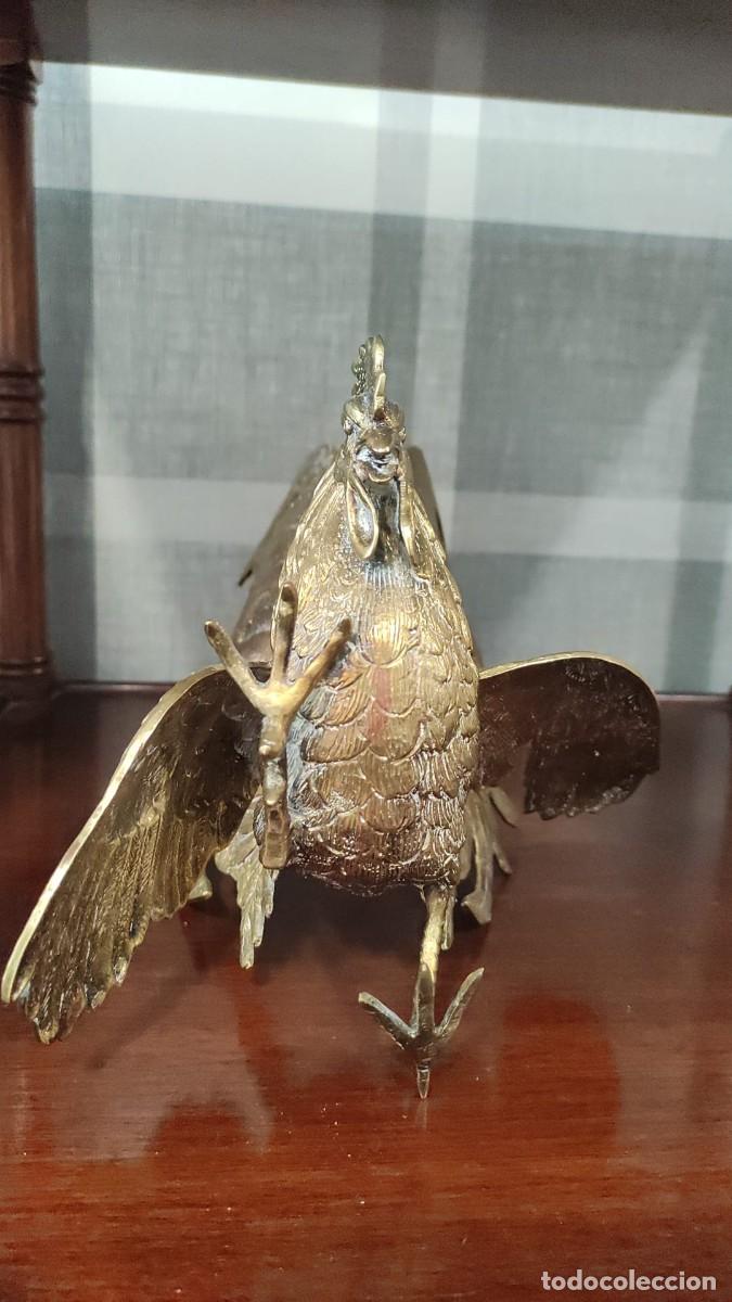 Vintage: PAREJA DE GALLOS EN BRONCE - Foto 2