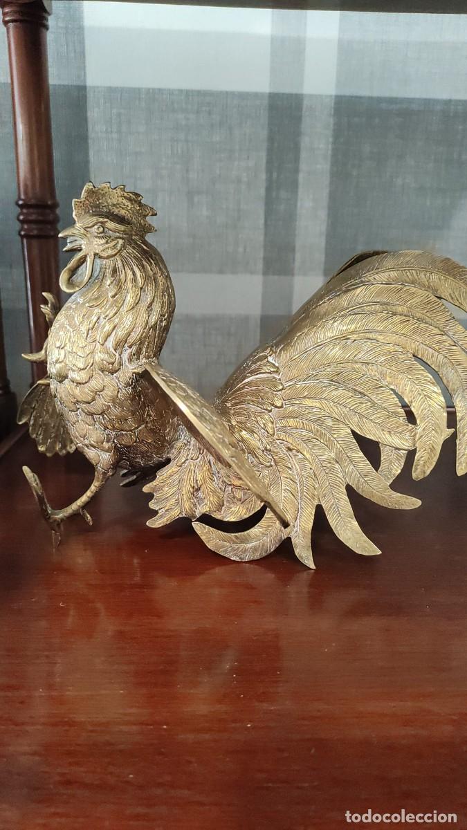 Vintage: PAREJA DE GALLOS EN BRONCE - Foto 3