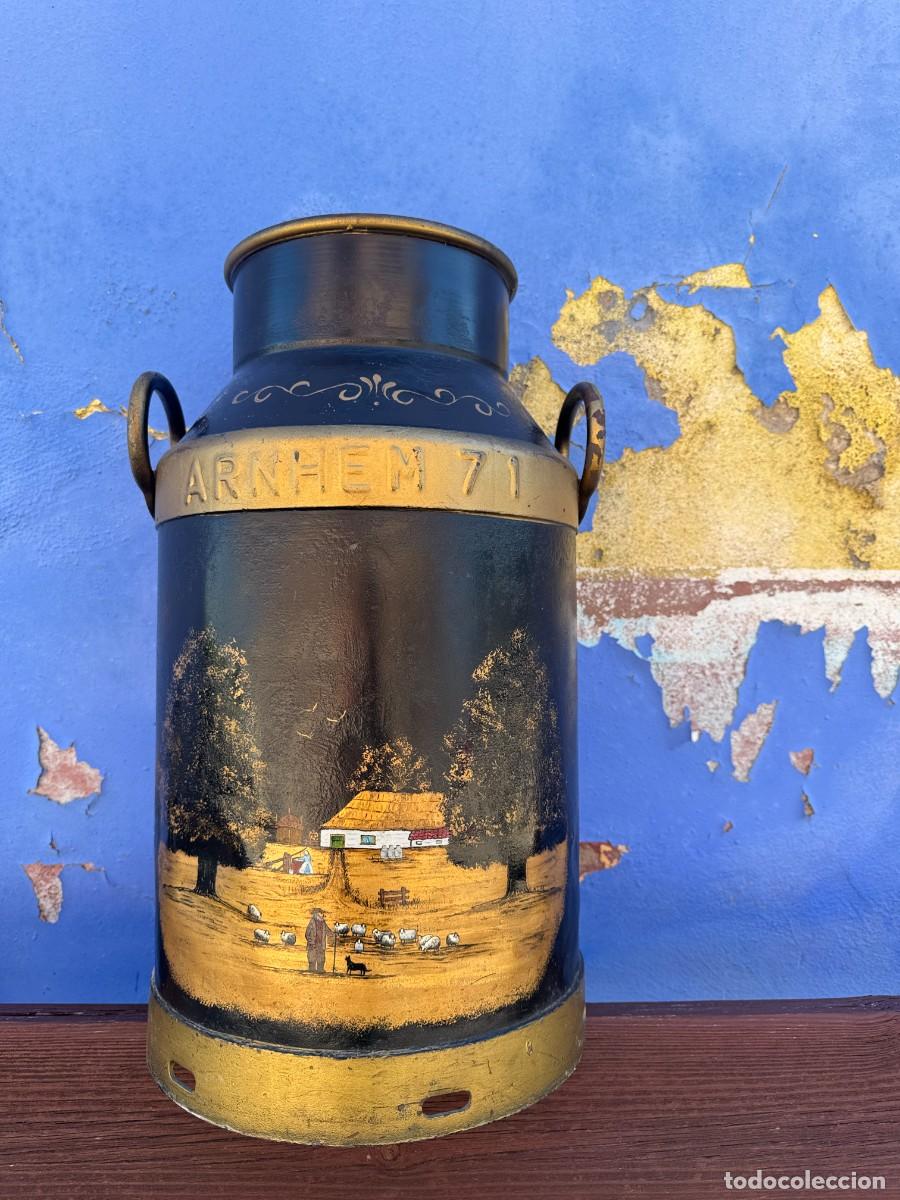 Vintage: Antigua lechera pintada a mano