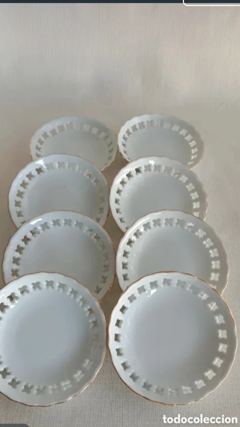Vintage: 8 platillos de pan porcelana blanco