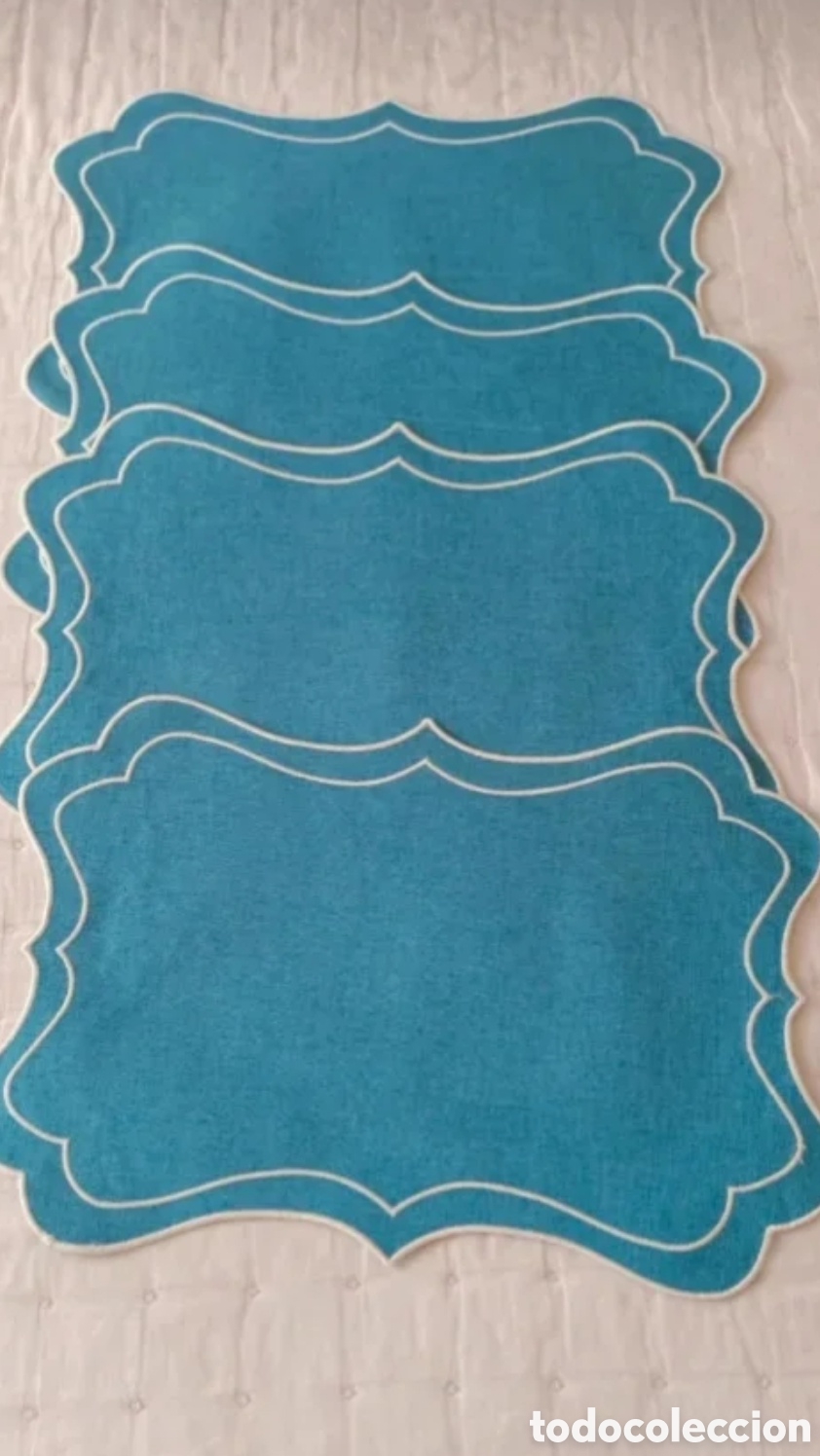 Vintage: 4 individuales lujo color azul