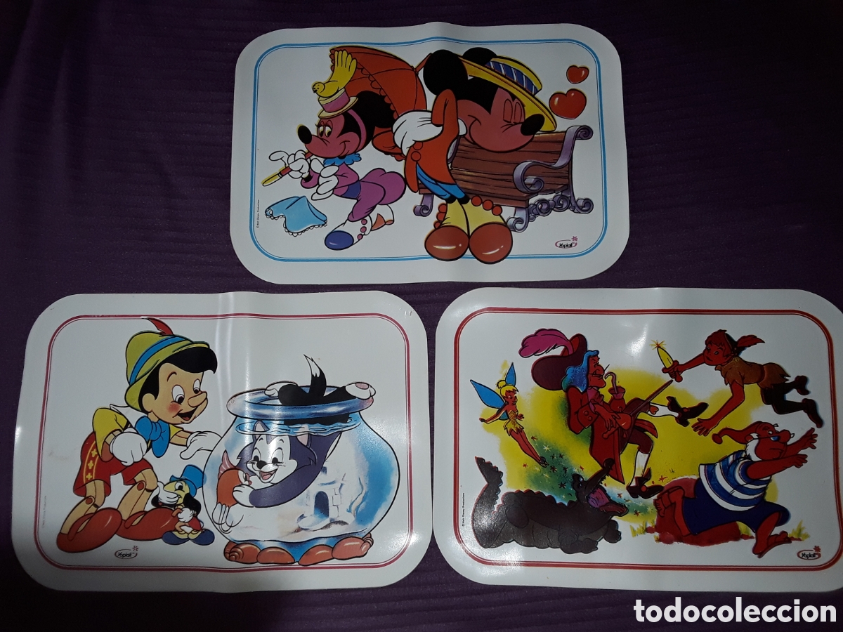 Vintage: Salvamanteles individuales de vinilo de Yoplait, personajes de Disney, de los a&ntilde;os 80