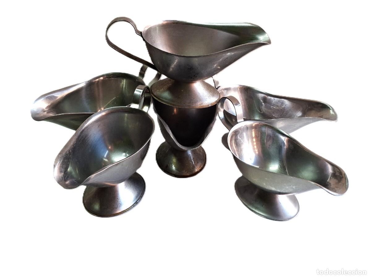 Vintage: 6 salseras antiguas de acero inoxidable