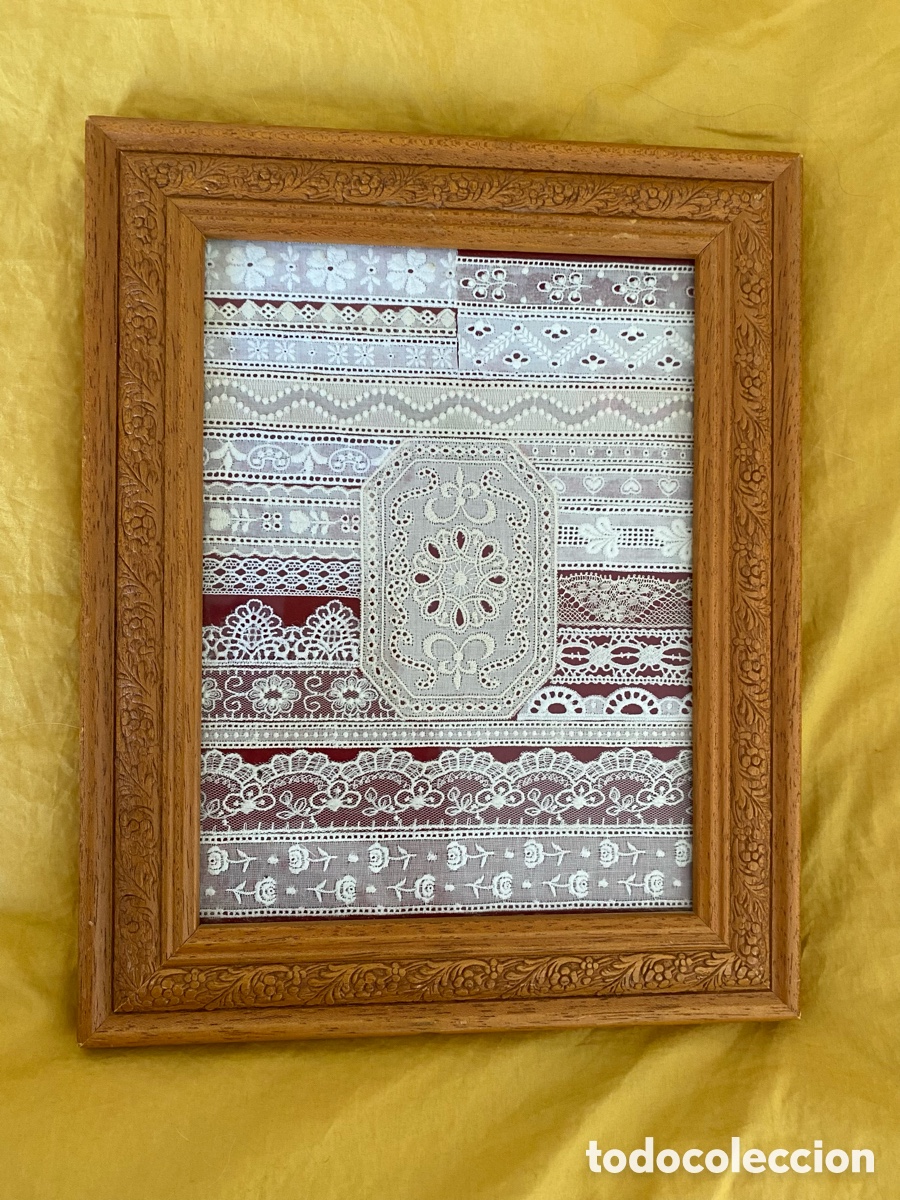 Vintage: Cuadro decorativo vintage con composici&oacute;n de encajes 30x25 cm