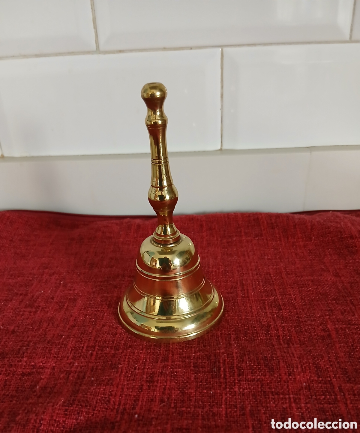 Vintage: Campanilla vintage de lat&oacute;n 14x7cm