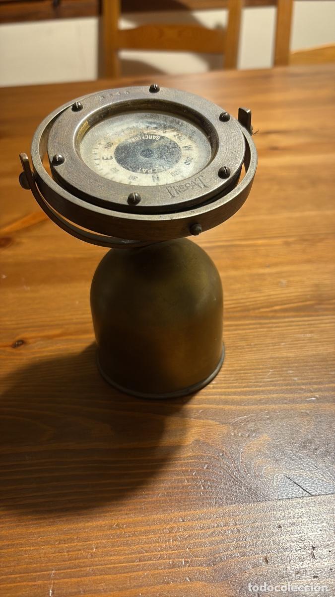 Vintage: BR&Uacute;JULA N&Aacute;UTICA LAT&Oacute;N CARD&Aacute;N PATENT VINTAGE Br&uacute;jula de barco con card&aacute;n/gimbal