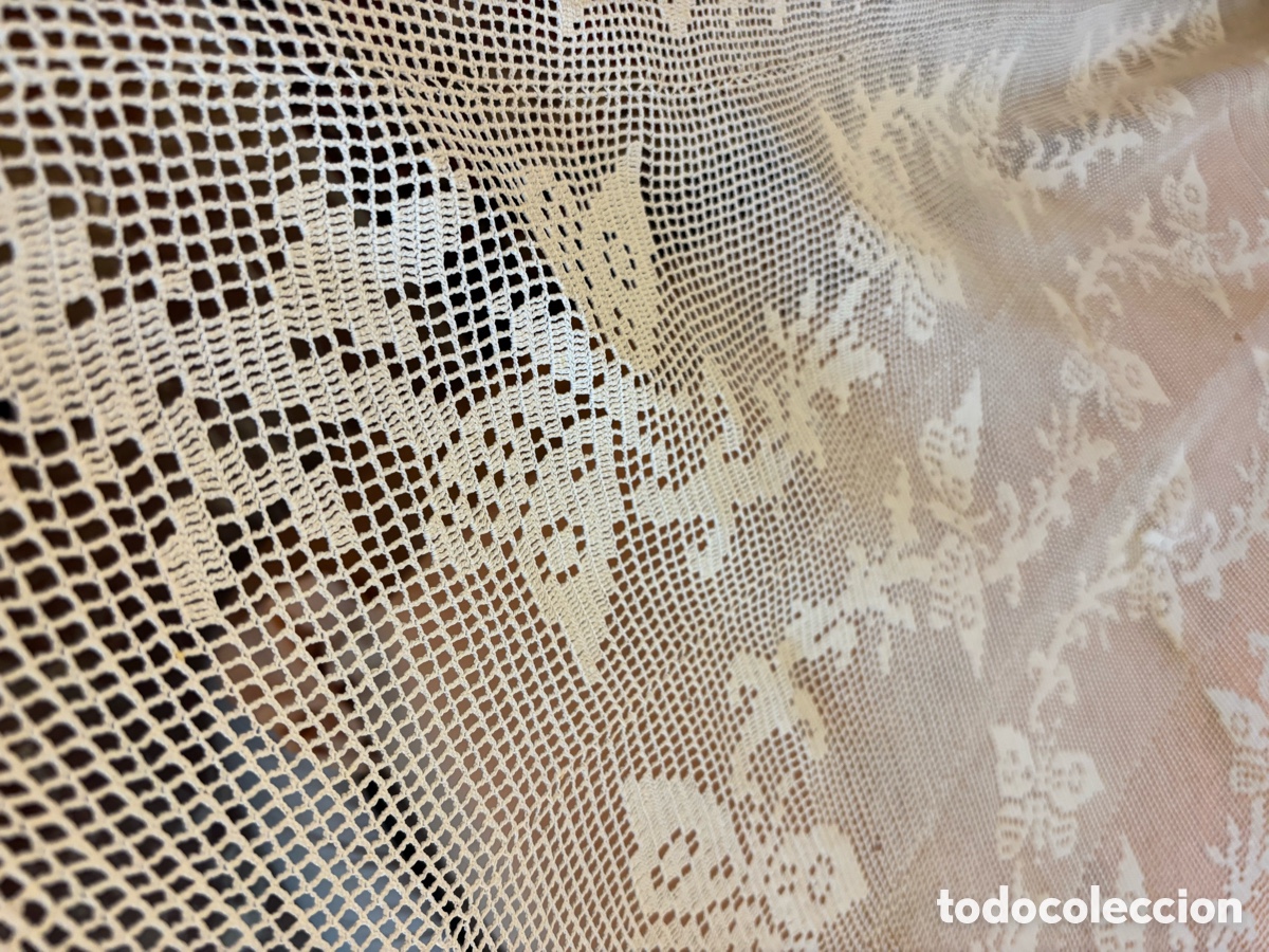 Vintage: Cubrecama o colcha de hilo de perl&eacute; sin relieve blanco