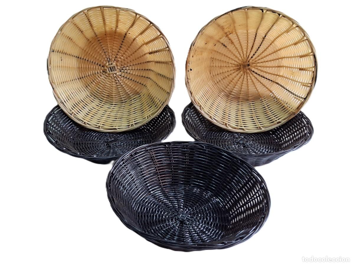 Vintage: 5 Piezas Cestas de Mimbre, Conjunto Cestas para Pan, Cestos Mimbre, Paneras de Mesa, Redonda para Al