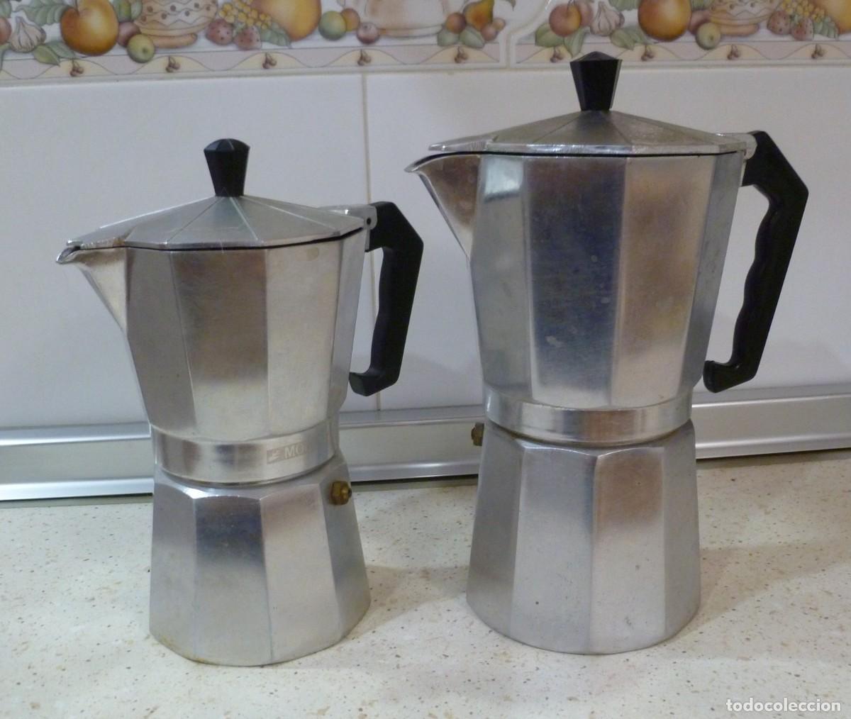 Vintage: Lote de dos Cafeteras Cl&aacute;sicas Italianas Inoxidable Plateado