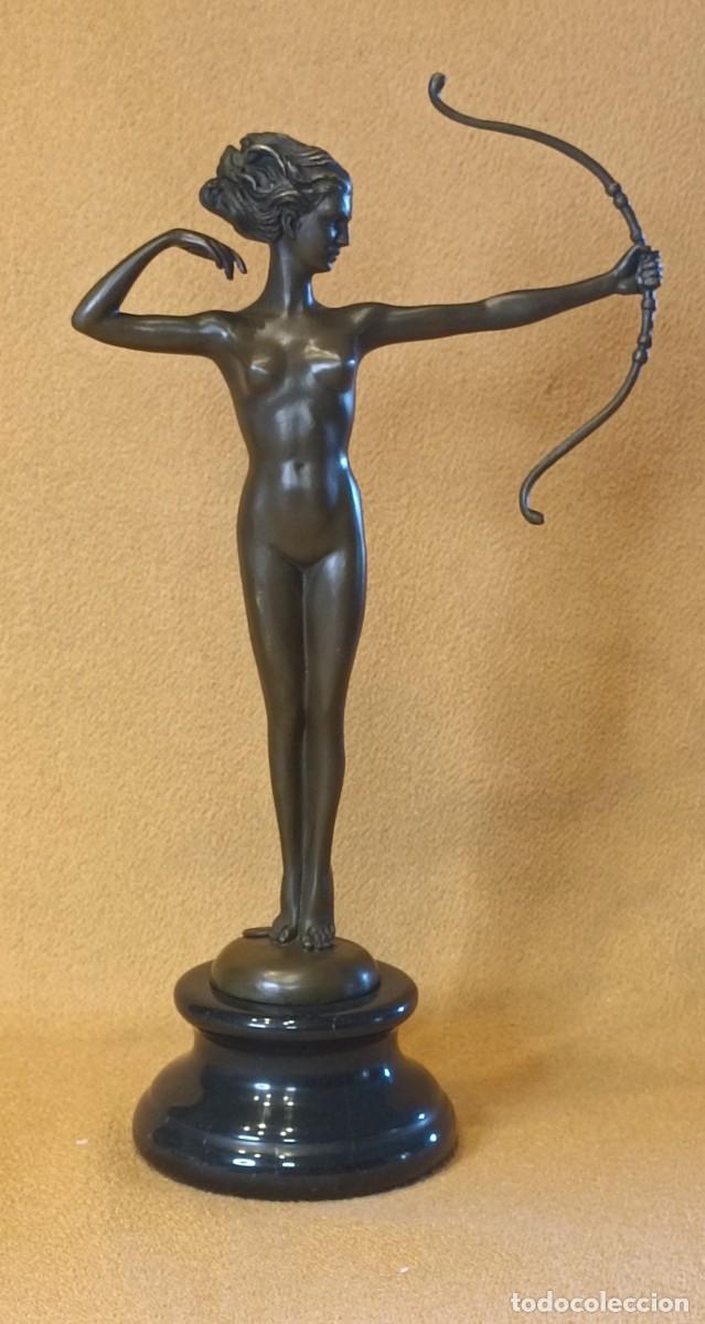 Vintage: Escultura Bronce Art D&eacute;co &rdquo;Diana con Arco&rdquo;