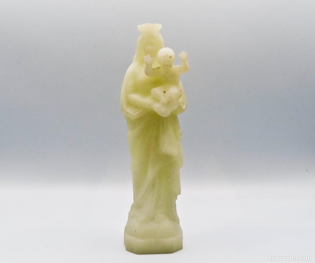 Vintage: FIGURA NUESTRA SE&Ntilde;ORA DE LA GUARDIA VIRGEN MAR&Iacute;A CON NI&Ntilde;O JES&Uacute;S FOSFORESCENTE