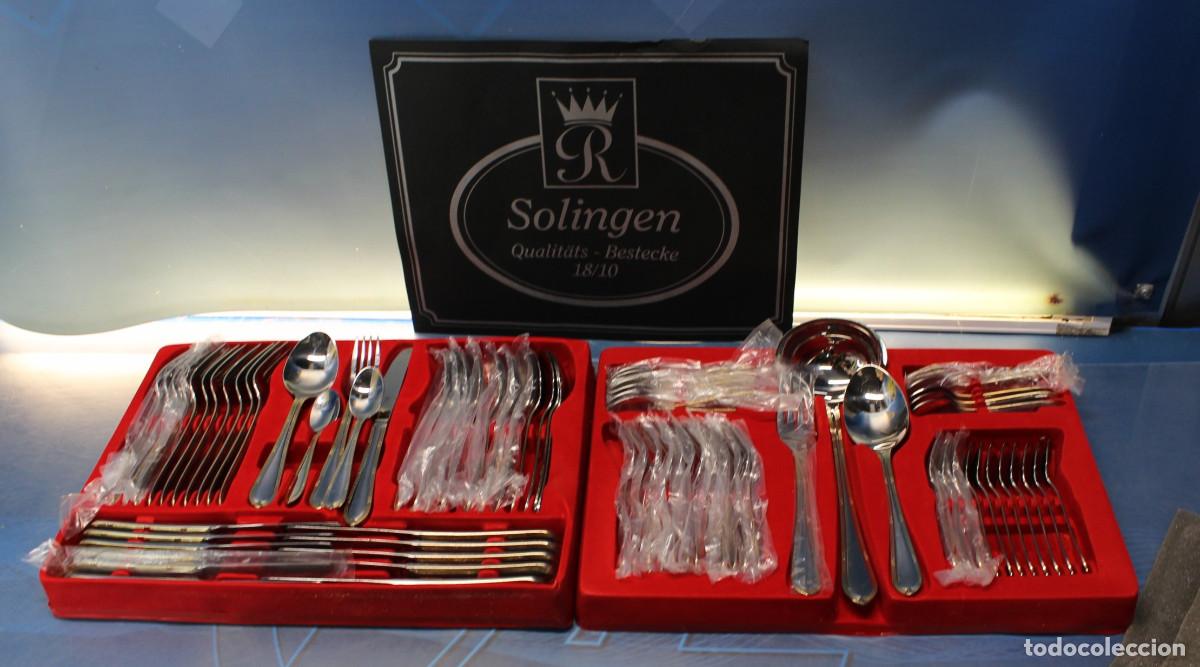 Vintage: Cuberter&iacute;a Solingen acero inox 18/10, 12 servicios, 75 piezas. Nueva sin uso.