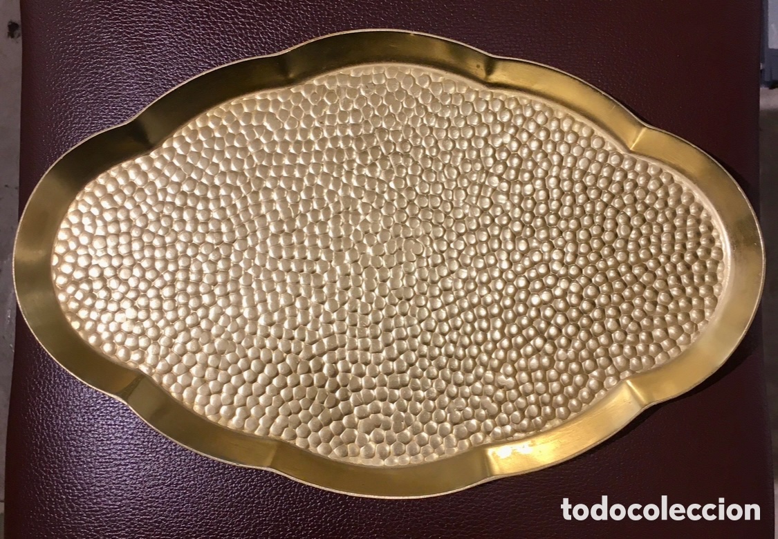 Vintage: Bandeja dorada. Aluminio anodizado. MMM. A&ntilde;os 60.