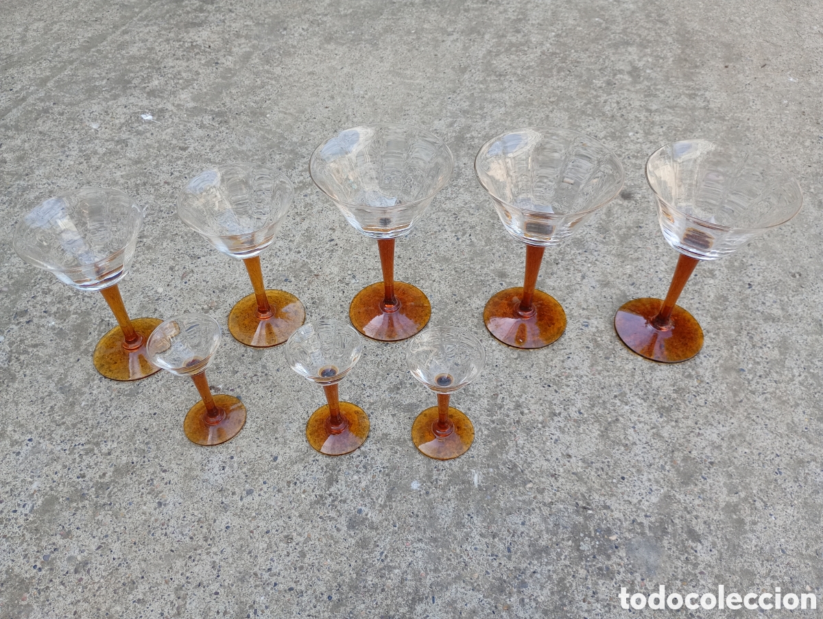 Vintage: Lote copas vintage cristal naranja